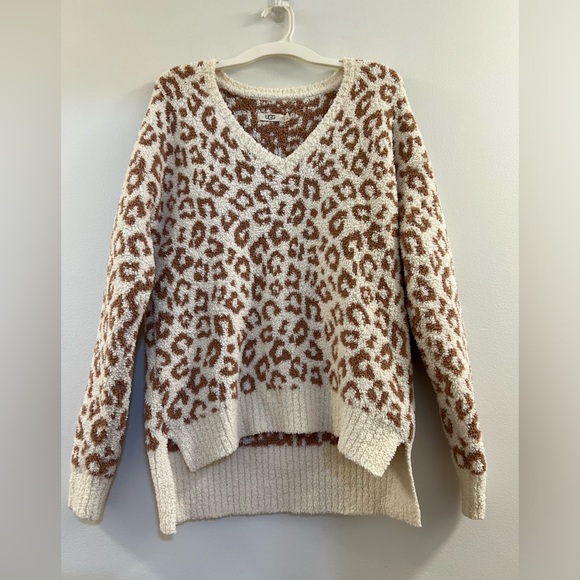 13. UGG Ugg Cecilia V-neck Sweater Snow Leopard - Picture 15 of 16